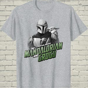 Mandalorian Grogu Star Wars Shirt, Baby Yoda Helmet Pose Graphic Tee, Christmas Gift For Sci Fi Fan image 3