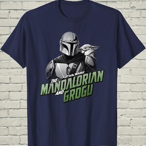 Mandalorian Grogu Star Wars Shirt, Baby Yoda Helmet Pose Graphic Tee, Christmas Gift For Sci Fi Fan image 2