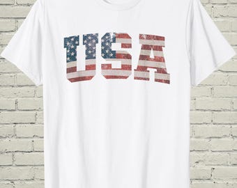 Camiseta con la bandera estadounidense, top vintage de EE. UU., regalo navideño para él, camiseta gráfica patriótica, ropa del 4 de julio, ropa del orgullo masculino