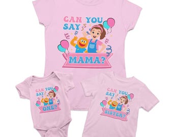 Camiseta de cumpleaños familiar personalizada "Can You Say", camiseta de fiesta de cumpleaños de la Sra. Rachel para niña, camiseta personalizada de primer cumpleaños de Rachel, camiseta de Rachel