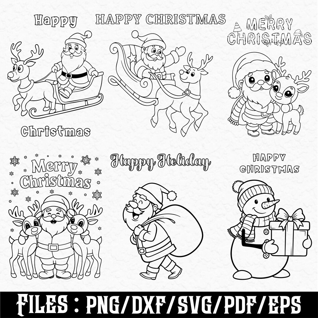 Christmas Santa Claus SVG Bundle (6 Designs), Reindeer Png, Dxf, Eps, T ...