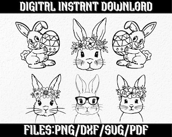 Cute Bunny Bundle, Cute Bunny SVG, Bunny Bundle, Bunny DXF, Bunny SVG