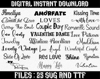 Love Bundle Cute Heart Fonts | Procreate Fonts | Valentine's Fonts | Heart Fonts | Cute Font | Canva | Craft Fonts | Cricut Fonts |