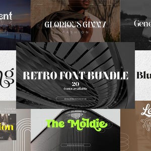 Modern Retro Font Bundle Collection, Font Bundle, Cricut Font, Font Bundle for Cricut, Groovy Fonts, Farmhouse Fonts, Retro Font
