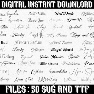 The Ultimate 50 Fonts - Font Bundle ttf svg, Wedding Font, Cricut, Canva Font, Script Font, Digital Fonts, Procreate Fonts, Crafting font