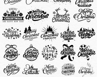 Merry Christmas Text SVG Bundle, Christmas Quote SVG, Holiday Lettering Designs, Xmas Fonts Clipart, Instant Digital Download for Cricut