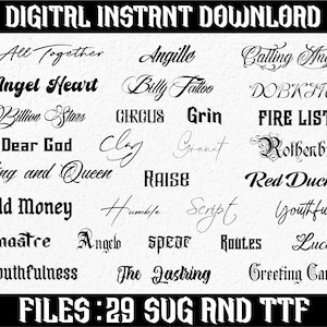 Premium Font, Tattoo Font, Tattoo TTF, Tattoo SVG, Tattoo Bundle, Tattoo Procreate, Procreate download, artist tattoo font