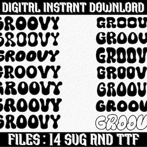 Groovy Font, Modern Font, Retro Font, Hippie Font, 70s Font, Cricut Fonts, Procreate Fonts, Fonts for Cricut, Bubbly Font