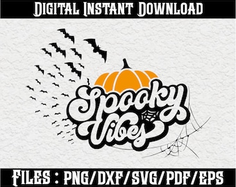Stagione spettrale in formato SVG, Buon Halloween in formato SVG, Atmosfere spettrali in formato SVG, Dolcetto o scherzetto in formato SVG, Atmosfere autunnali in formato SVG, Maglietta di Halloween in formato SVG, File di taglio Cricut
