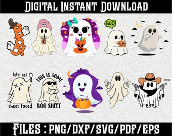 Söt spöke Svg | Kawaii Halloween spöke Clipart | Boo Svg | Läskigt sött spöke PNG | Spöke Svg för Cricut och sublimering | Söt Halloween SVG