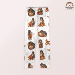 Women's Monkey Pajama Set, Cartoon Animal Sleepwear, Star Pattern Lounge Set image 7