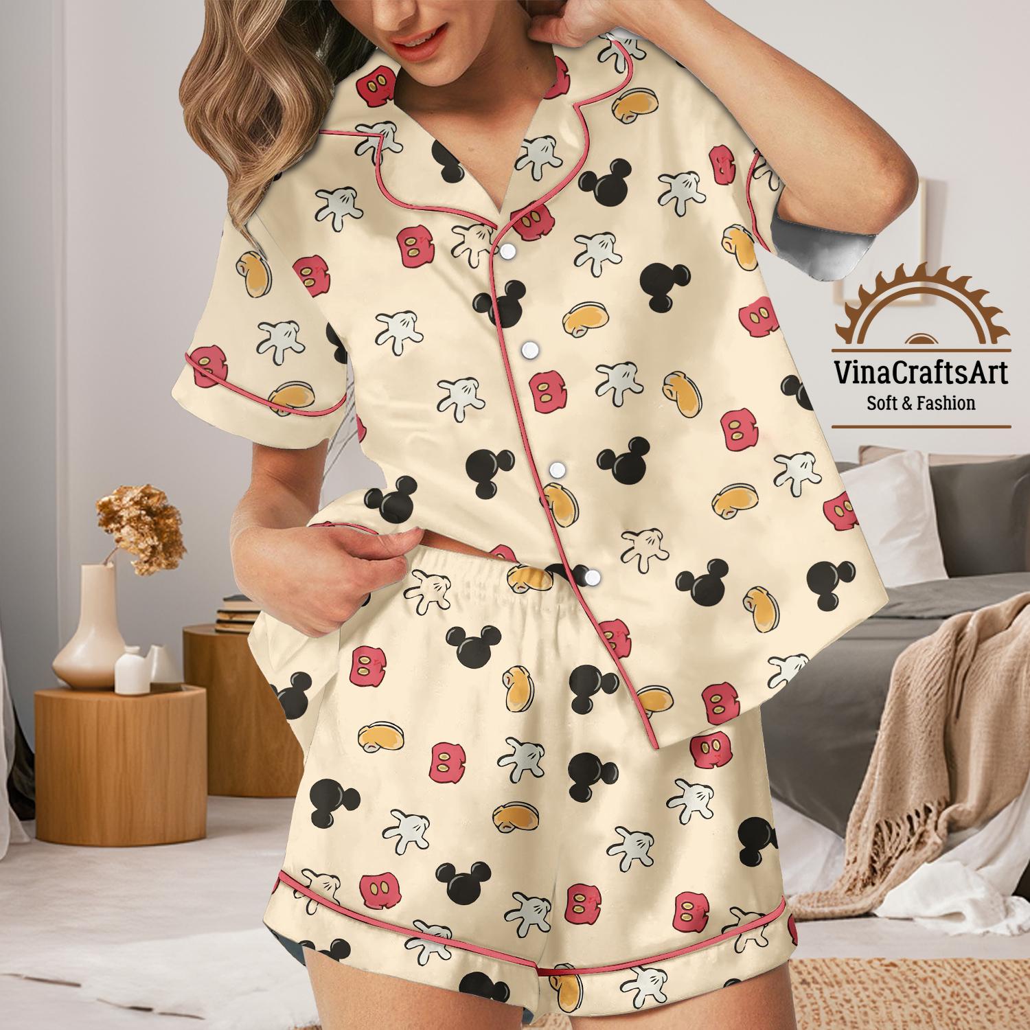 Discover Cute Disney Pajamas Set, Mickey Ears & Snacks Sleepwear, Magic Kingdom Gift, Romantic Love Sleepwear, Disneyland Pajamas Set
