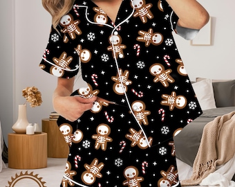 Creepy Gingerbread Skeleton Pajama Set – Women's Loungewear