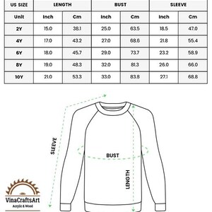 May include: Diagram of a kid's pajama shirt with measurements in inches and centimetres. The chart includes US sizes, length, bust, and sleeve measurements. The text "KID PAJAMAS SHIRT" is at the top. The diagram shows the shirt's dimensions.