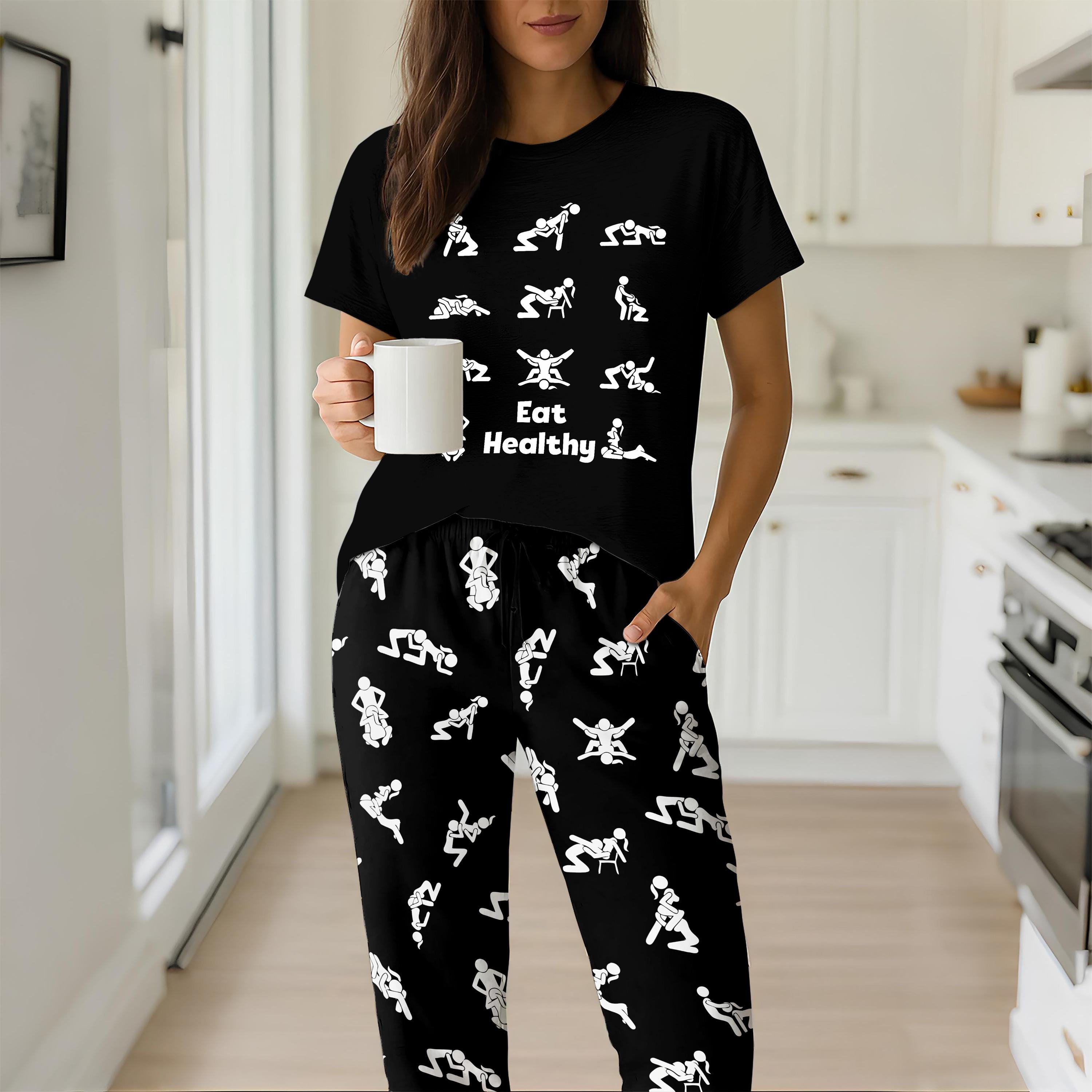 Discover Funny Stick Figure Pajama Set for Adults, Casual Sleepwear & Loungewear for Couples