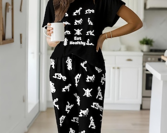 Funny Stick Figure Position Pajama Set – Novelty Adult Sleepwear