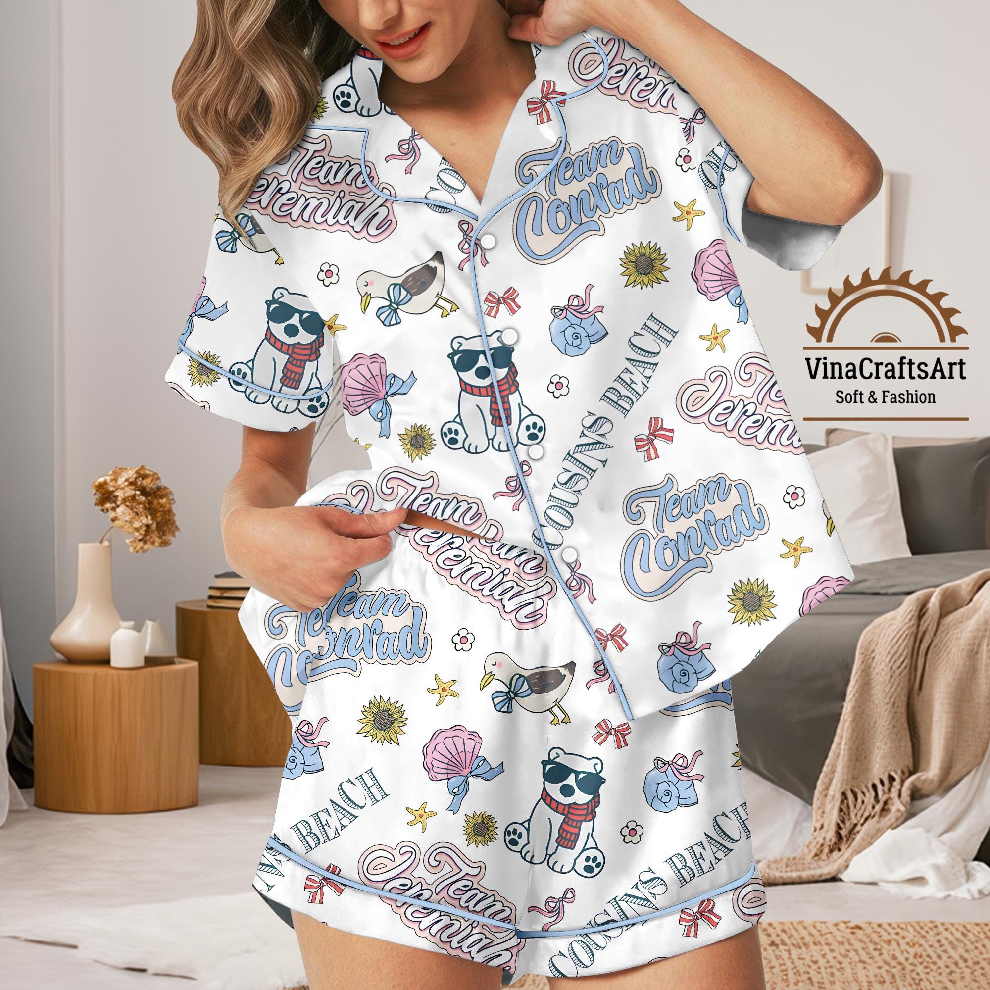 Discover Cousins Beach Pajamas Set, Team Conrad vs Team Jeremiah Set, Beach Lover Pajamas Set, TSITP Fangirl Gift Sleepwear, Cozy Coastal Sleepwear