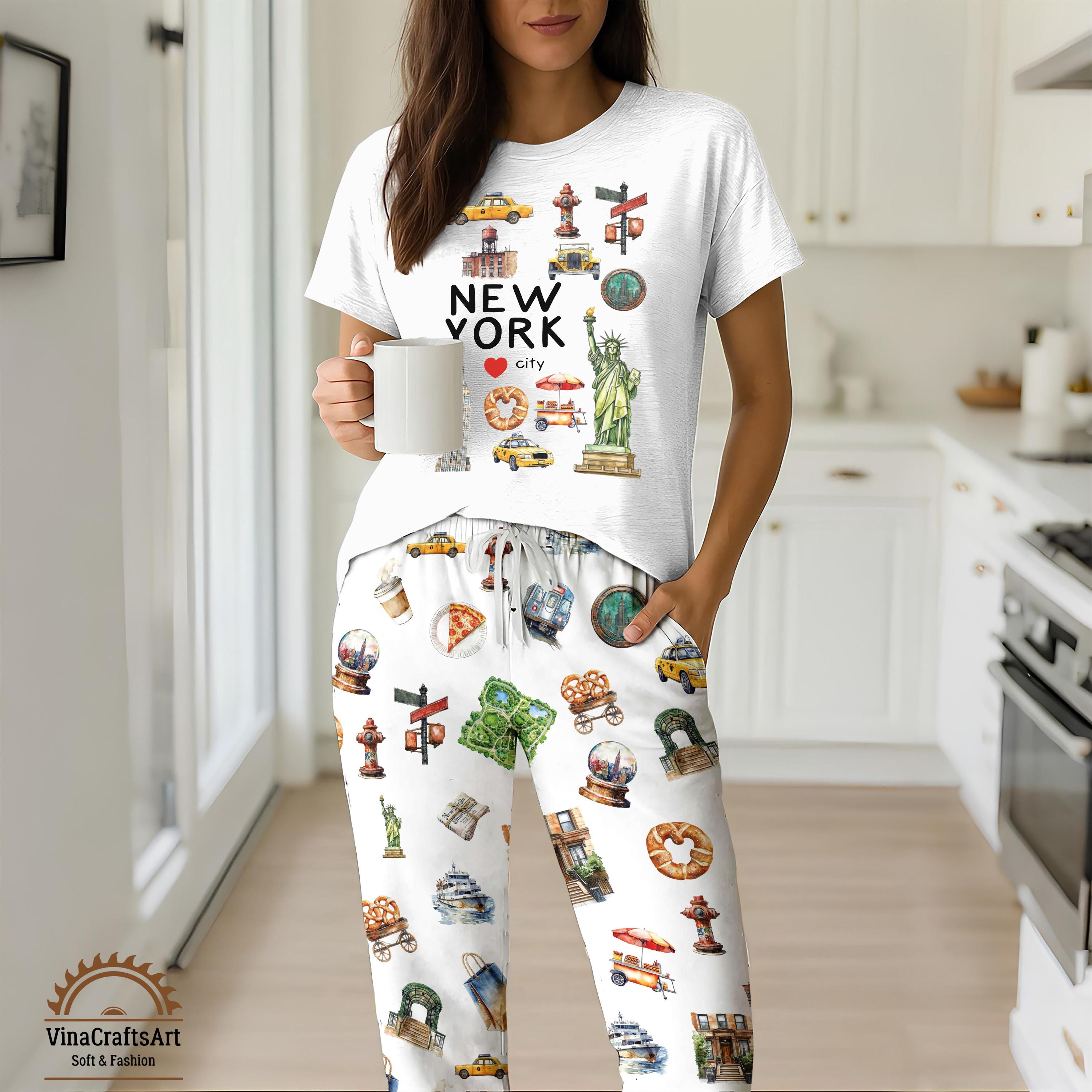 Discover New York City Casual T-Shirt Pajamas Set for Women