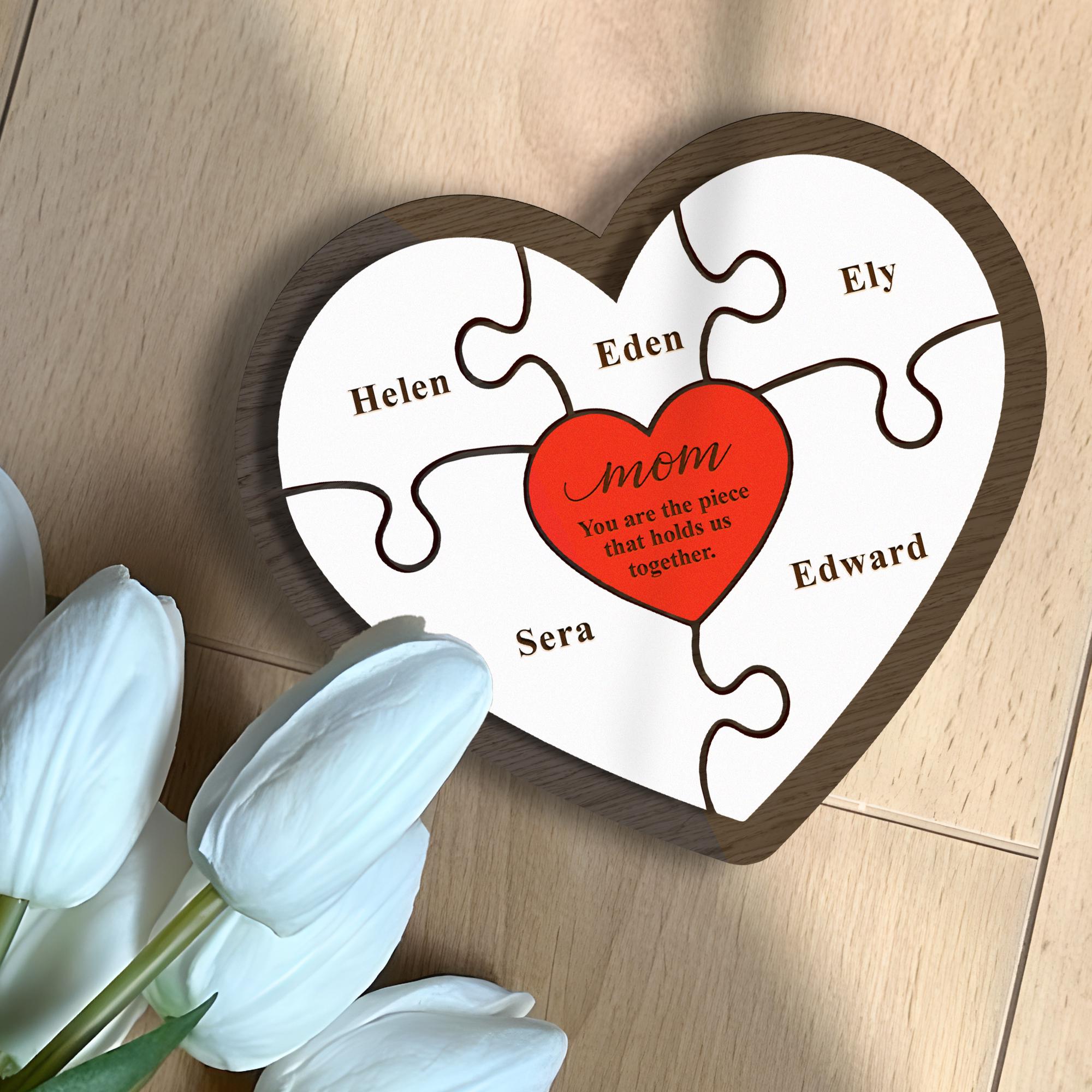 Mother's Day Puzzle Piece Sign Svg, Mother Day Svg, Personalized Heart ...