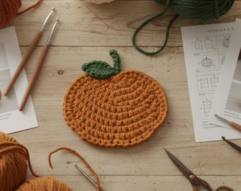 Pumpkin Coaster Crochet Pattern • Easy Fall Decor PDF • Autumn Pumpkin Mug Rug Tutorial
