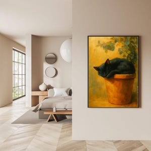 Sleeping Cat Wall Art | Cozy Digital Download | Feline-Inspired Home Decor | Cat Lover Gift