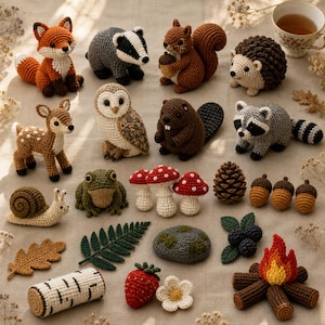 20 Amigurumi Forest Animals & Flora Crochet Patterns (PDF Download)