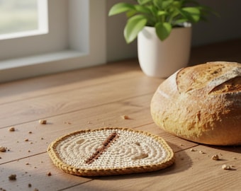 Artisan Bread Slice Coaster Crochet Pattern • Easy Rustic Bread Appliqué PDF •