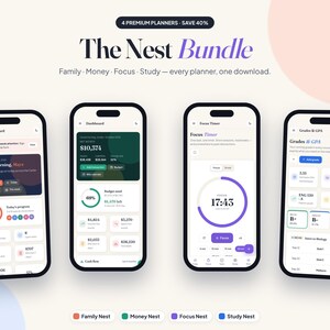 The Nest Bundle: Family, Money, Focus, Study Planners (Digital Download)