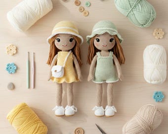 Crochet Pattern Amigurumi Summer Sisters PDF | Doll Set & Outfits | Beginner Friendly