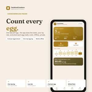 Chicken Keeper Egg Tracker | One-Tap Log, Cost Per Egg, Lay Rate (Offline)