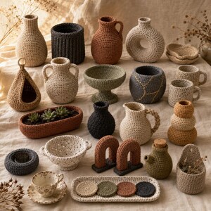 20-in-1 Wabi-Sabi Pottery Ceramic Vases & Planters Collection Crochet Pattern Mega Bundle | Master Collection PDF