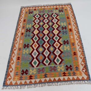 Hand woven Rug Orange and Colorful