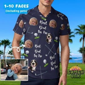 Father&#39;s Day Gift, Customized Golf Polo T-Shirts,Custom Face Polo Shirt for Golfer,Best Dad By par,Best Papa Ever,Golfer&#39;s Gift,gift for dad