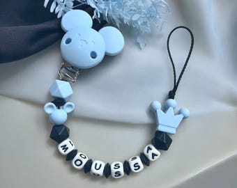Pacifier chain with name silicone boy