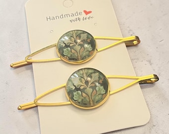 Haarklammern Haarspange Set Metall gold grün Haarschmuck