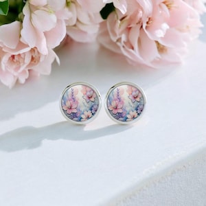Women&#39;s earrings stud earrings flowers silver round