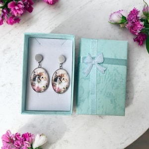 Silver earrings drop earrings stainless steel cats animal motif cat earrings gift girls ladies