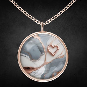 Handmade necklace chain heart rose gold jewelry gift idea woman girl mom