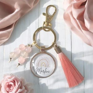 Keychain with name personalized bag tag backpack tag rainbow gold