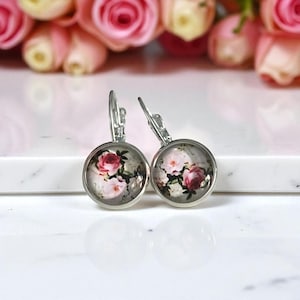 Hanging earrings 925 sterling silver flower earrings