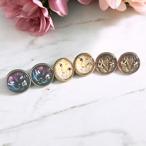 Stud earrings cat earrings stainless steel gold silver rose gold ladies girls gift