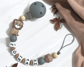 Pacifier chain for boys with name, silicone