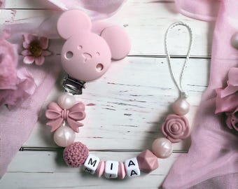 Pacifier chain with name girl silicone personalized