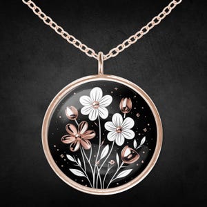 Flower necklace rose gold women&#39;s stainless steel jewelry