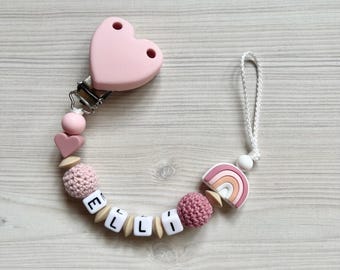 Personalized silicone pacifier chain with girl's name