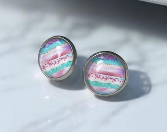 Oorbellen zilver roestvrij staal kleurrijke sieraden dames
