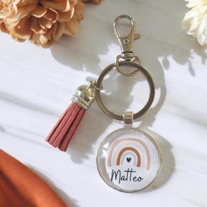Backpack pendant with name keychain personalized rainbow