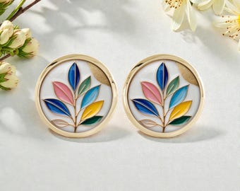 Bunte Ohrstecker Ohrringe Damen gold Edelstahl Glas