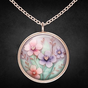 Flower necklace rose gold jewelry stainless steel