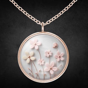 Rose gold flower necklace stainless steel gift for women
